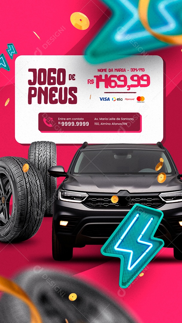Story Carnaval Loja de Pneus Jogo De Pneus Social Media PSD Editável