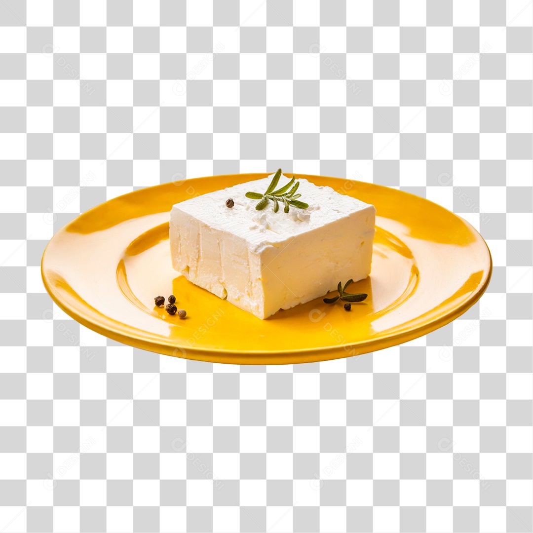 Prato com Fatia de Queijo PNG Transparente