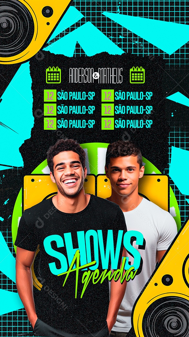 Story Flyer Shows Agenda Anderson e Matheus Social Media PSD Editável