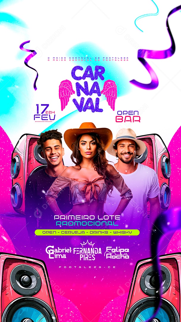 Story Flyer Carnaval Gabriel Lima Fernanda Pires Felipe Rocha Social Media PSD Editável