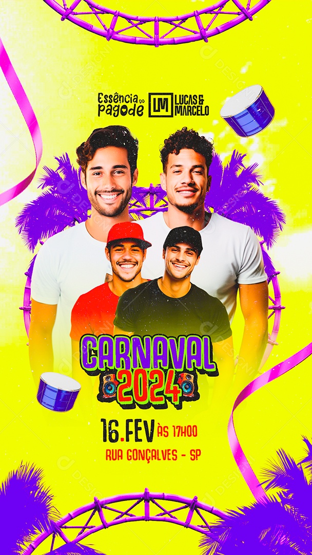 Story Flyer Essência Do pagode Lucas e Marcelo Carnaval 2024 Social Media PSD Editável