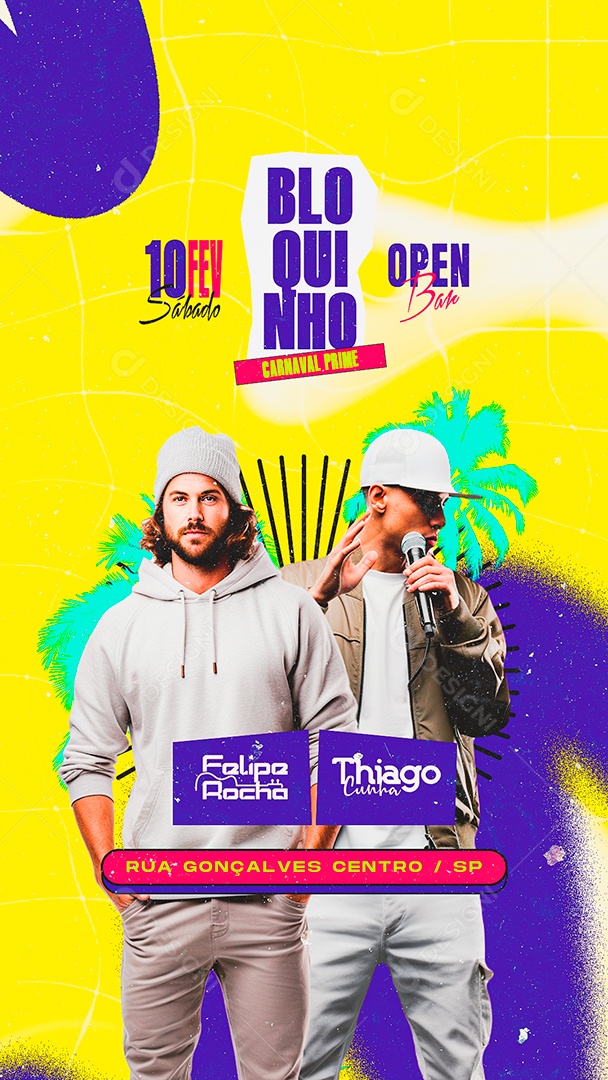 Story Flyer Bloquinho Carnaval Prime Felipe Rocha Thiago Cunha Social Media PSD Editável
