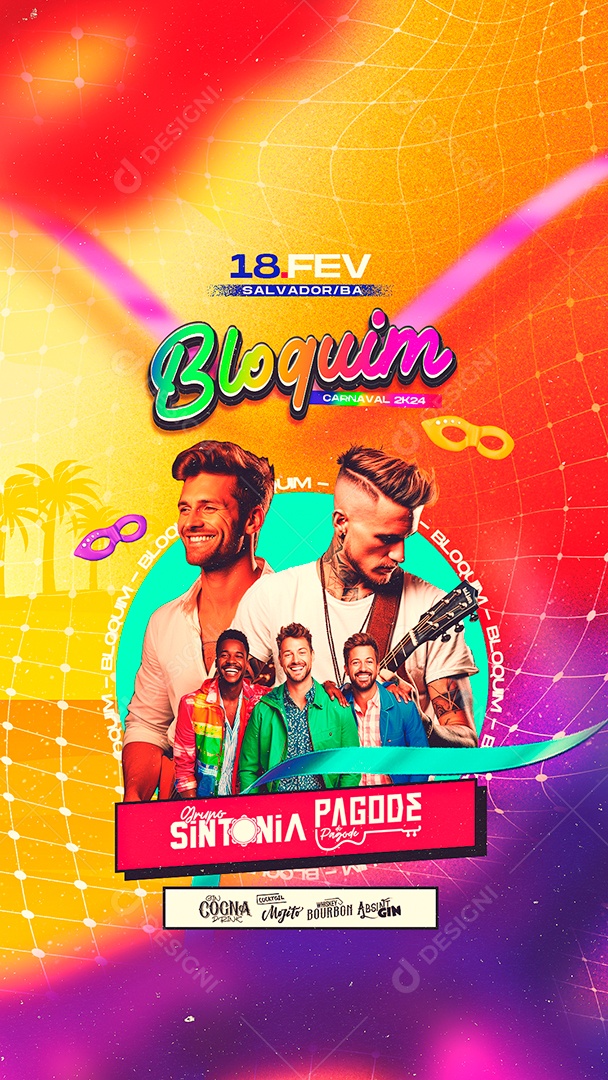Story Flyer Carnaval Bloquim Grupo Sintonia Pagode do pagode Social Media PSD Editável