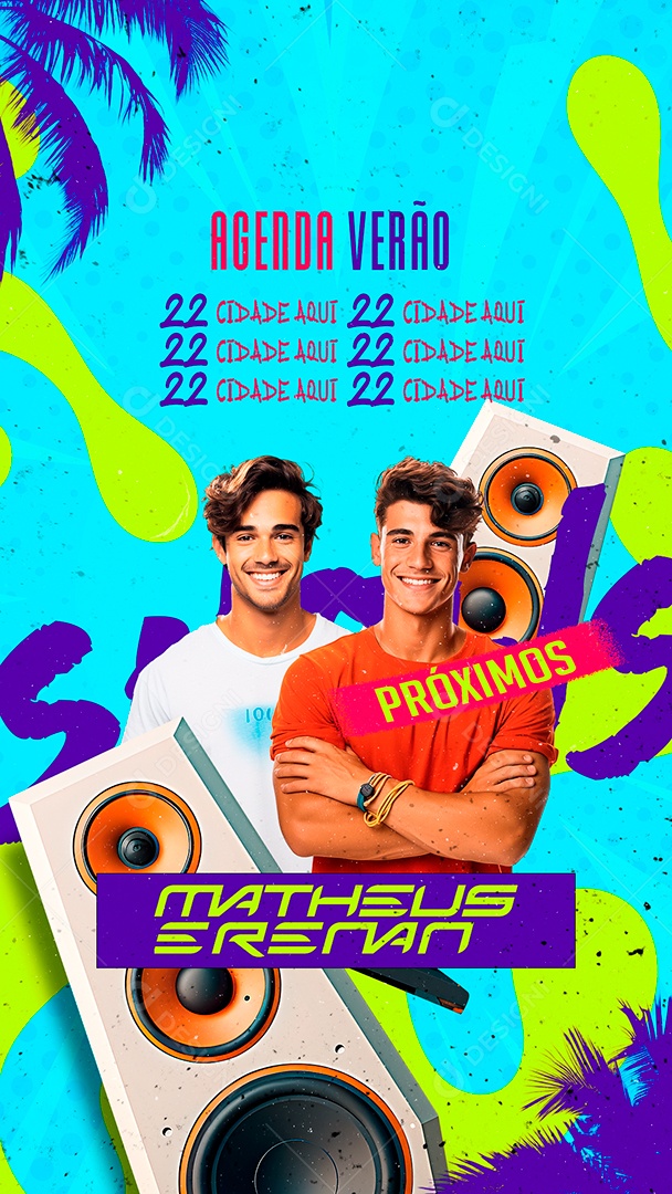Story Flyer Matheus e Renan Próximos Shows Agenda Verão Social Media PSD Editável