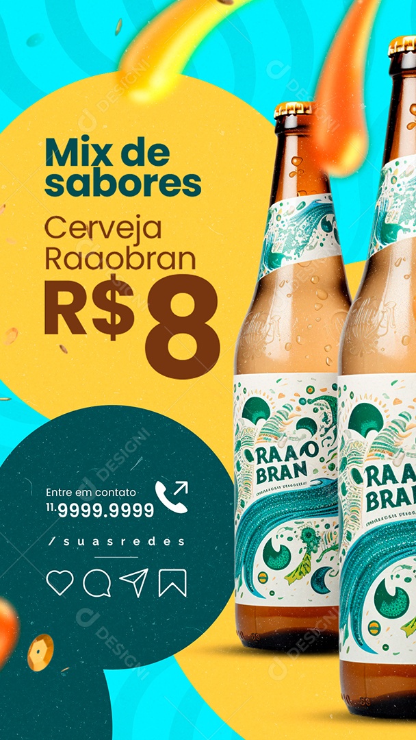 Story Carnaval Distribuidora de Bebida Mix de sabores Cerveja Raaobran Social Media PSD Editável
