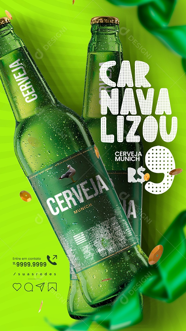 Story Carnaval Distribuidora de Bebida Carnavalizou Cerveja Munich Social Media PSD Editável