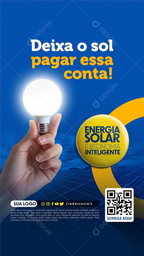 Story Energia Solar é Economia Inteligente Deixe o Sol Pagar essa Conta Social Media PSD Editável