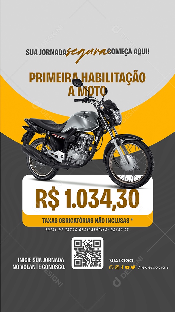 Story Sua Jornada Segura Começa Aqui Primeira Habitação A Moto Social Media PSD Editável