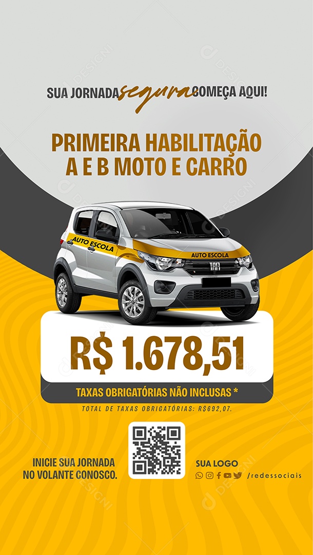 Story Primeira Habilitação A ou B Moto e Carro Social Media PSD Editável