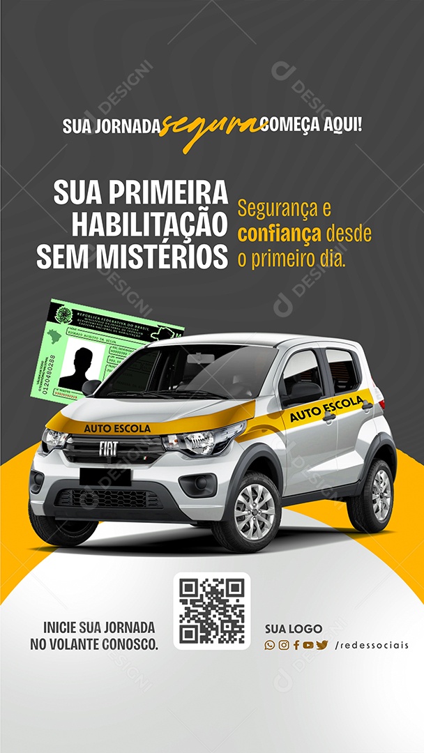 Story Sua Primeira Habilitação sem Mistério Segurança e Confiança Desde o Primeiro Dia Social Media PSD Editável