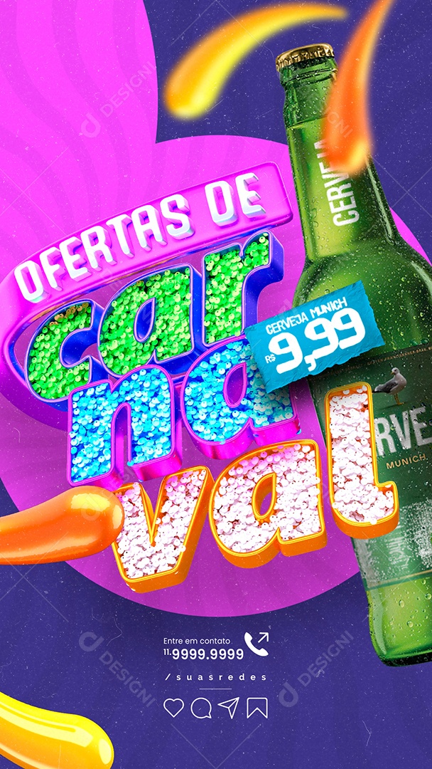Story Carnaval Distribuidora de Bebida Ofertas De Carnaval Cerveja Munich Social Media PSD Editável