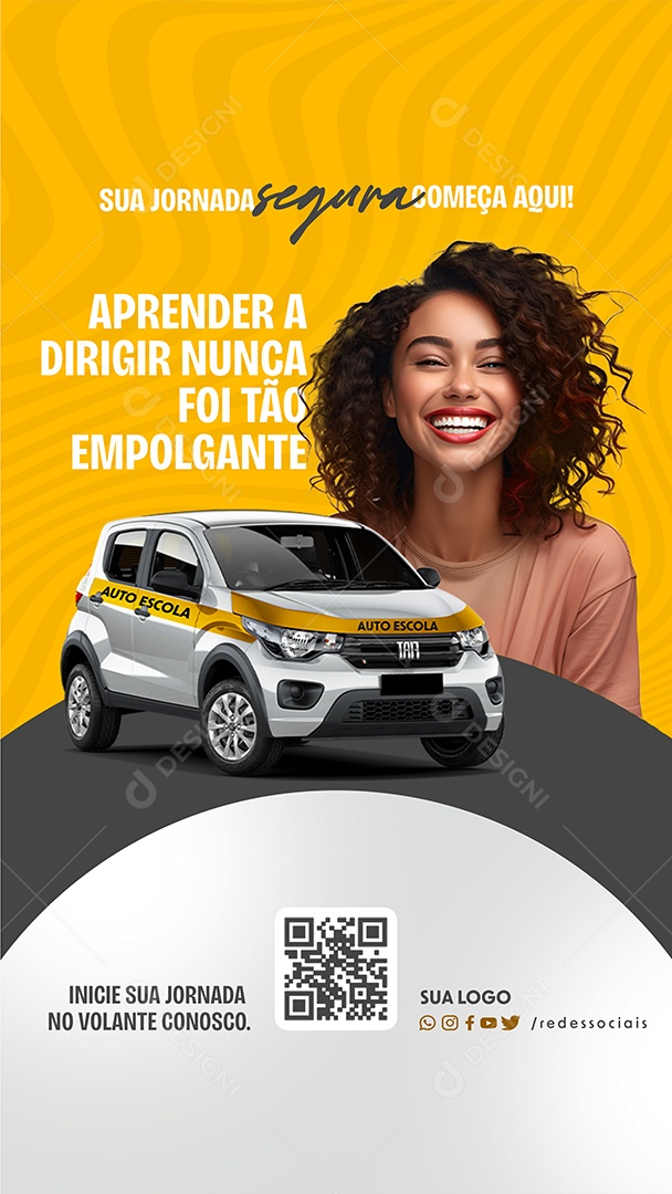 Story Aprender a Dirigir Nunca foi tão Empolgante Social Media PSD Editável