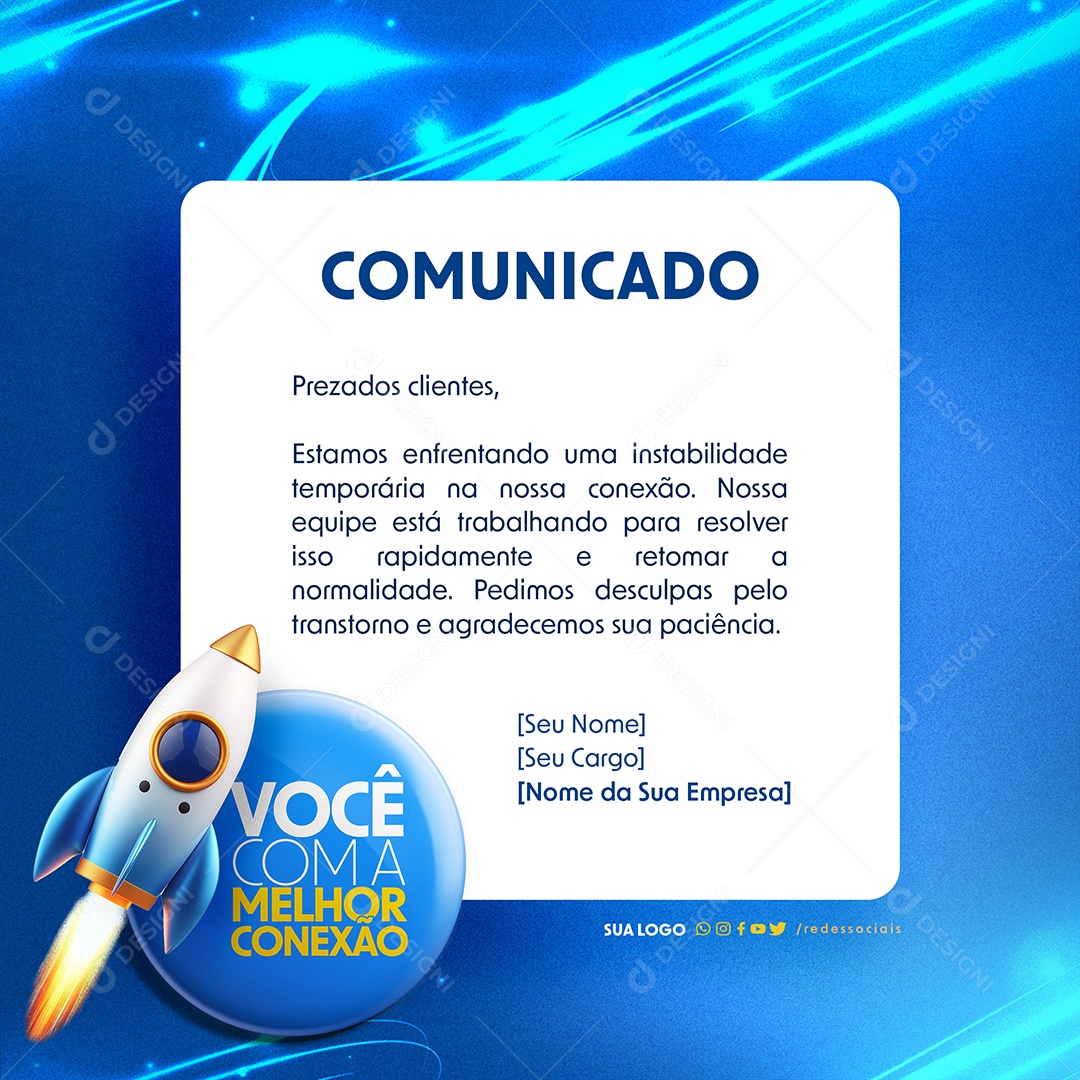 Comunicado Prezados Clientes Social Media  PSD Editável