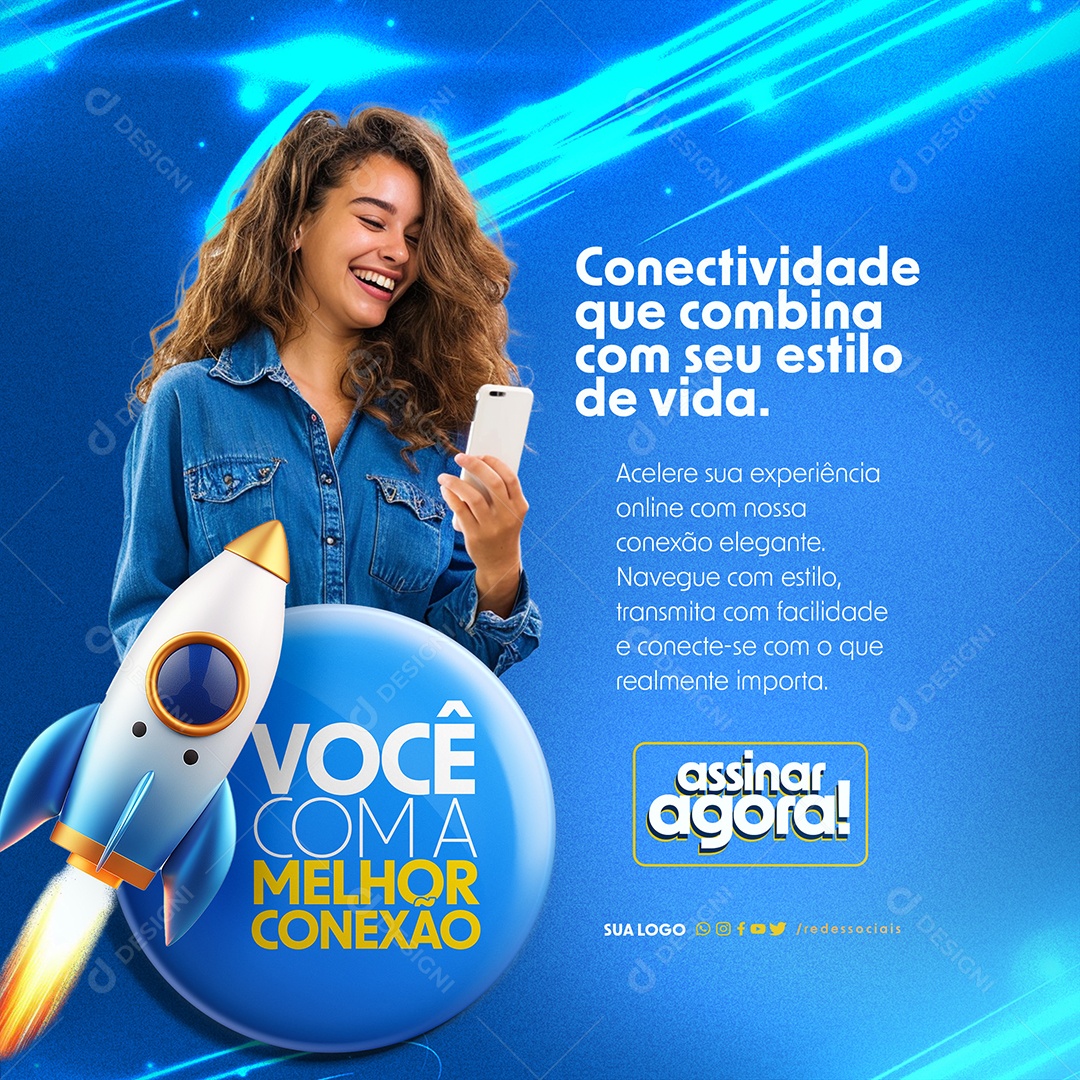 Conectividade que Combina com seu Estilo de Vida Social Media PSD Editável