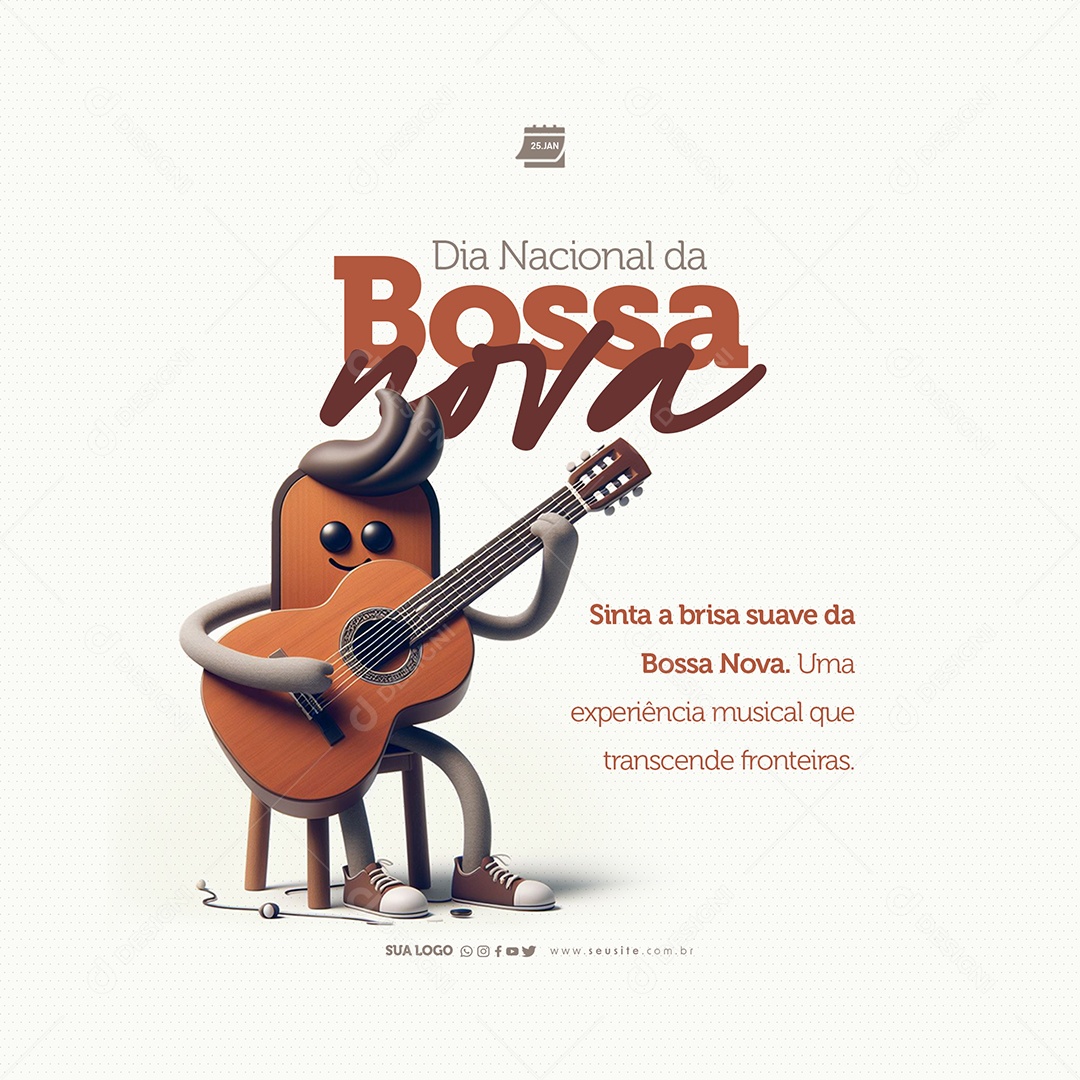 Dia Nacional da Bossa Nova 25 de Janeiro Sinta a Brisa Suave Social Media PSD Editável