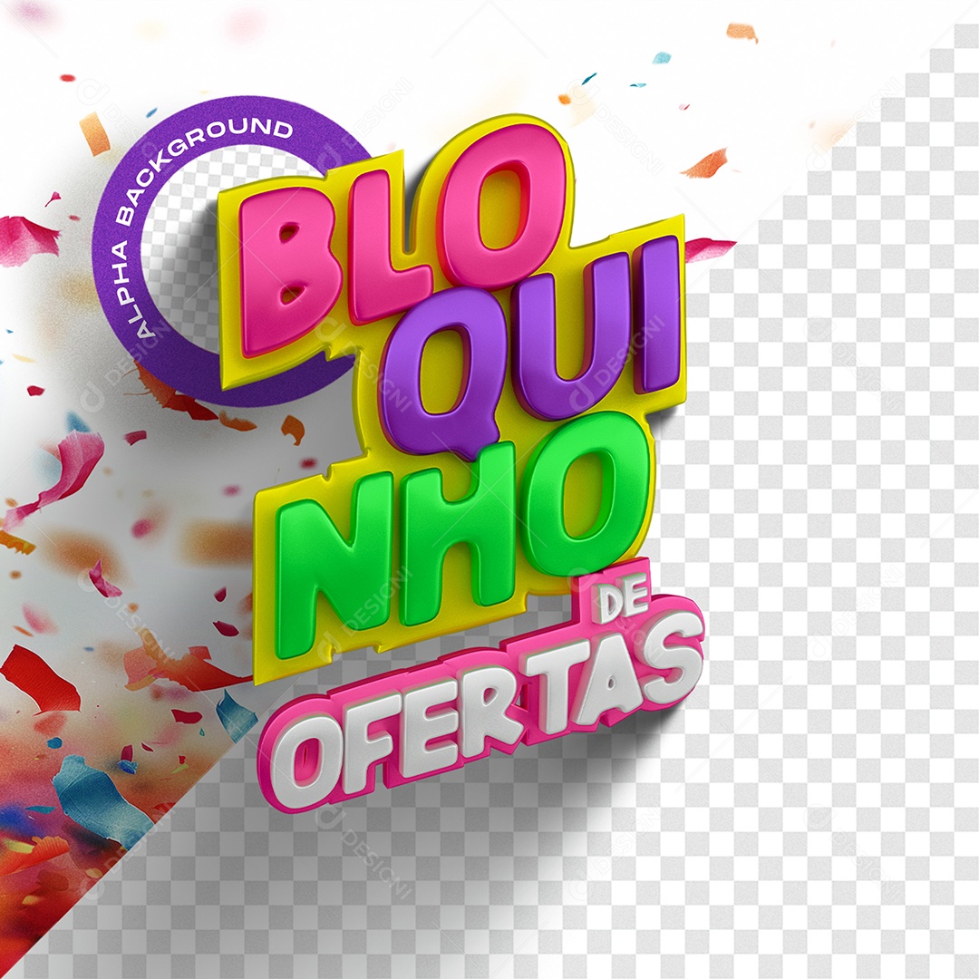 Bloquinho de Ofertas Selo 3D Colortido para Composição PSD