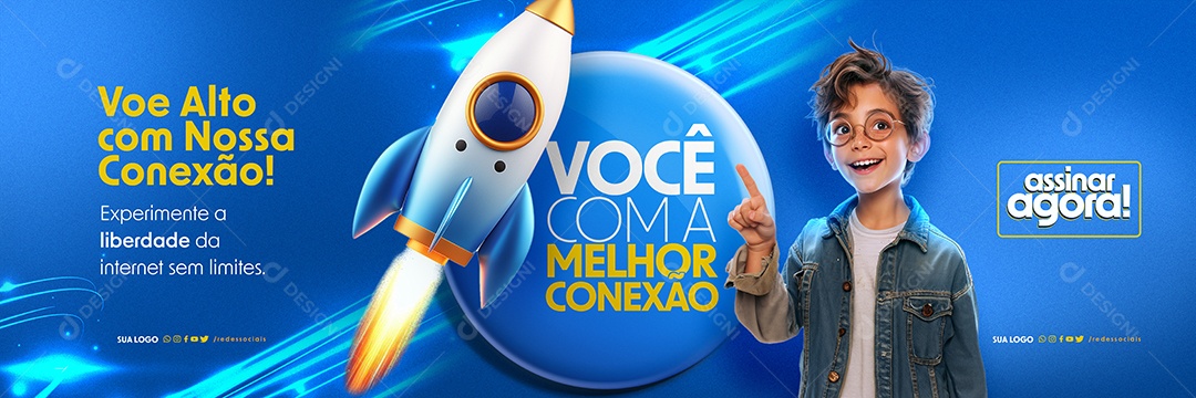 Carrossel Você com a Melhor Conexão Assine Agora Voe Alto Social Media PSD Editável