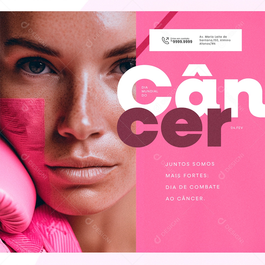 Dia Mundial do Câncer 04 De Fevereiro Juntos Somos mais fortes Social Media PSD Editável