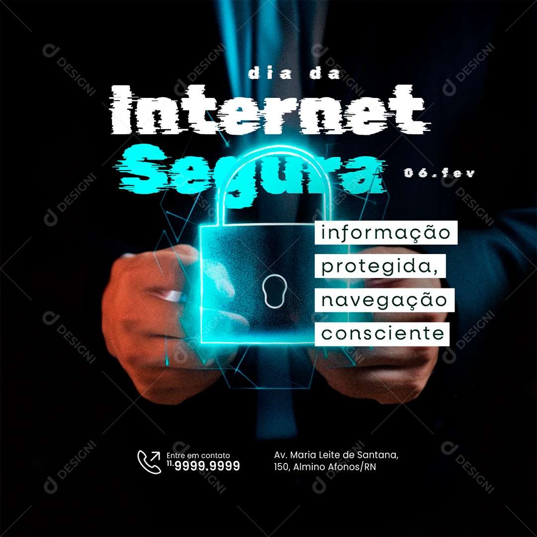Social Media Dia da Internet Segura 06 De Fevereiro Informação protegida PSD Editável