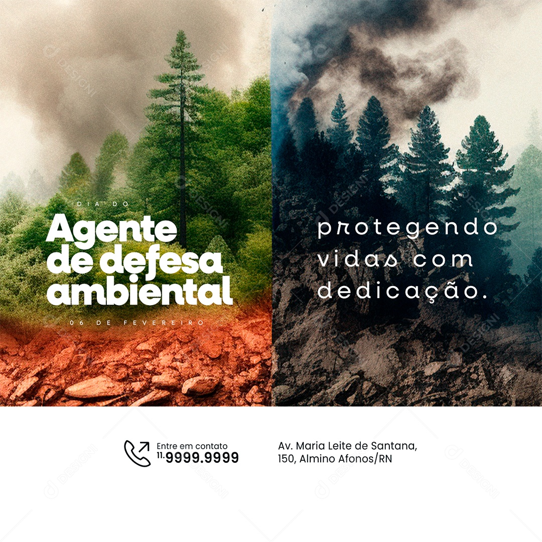 Dia do Agente de Defesa Ambiental 06 De Fevereiro Protegendo vidas Social Media PSD Editável