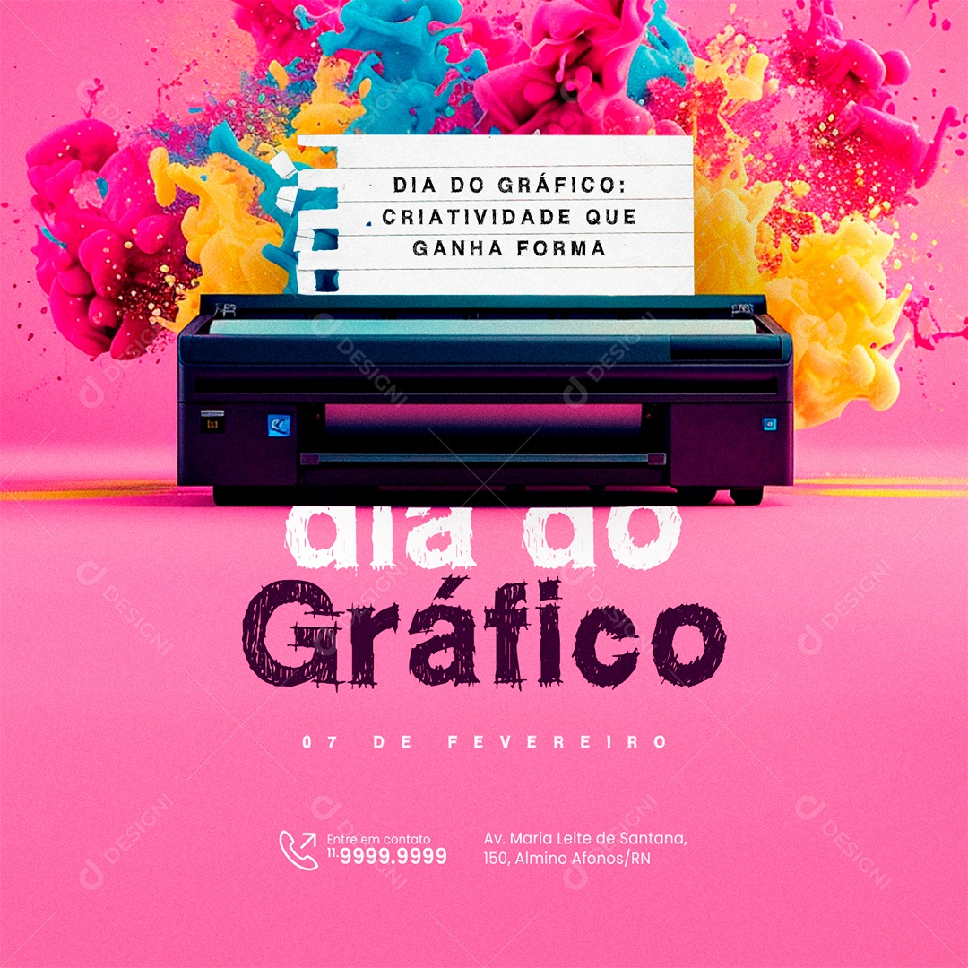 Dia do Gráfico 07 De Fevereiro Criatividade que ganha forma Social Media PSD Editável