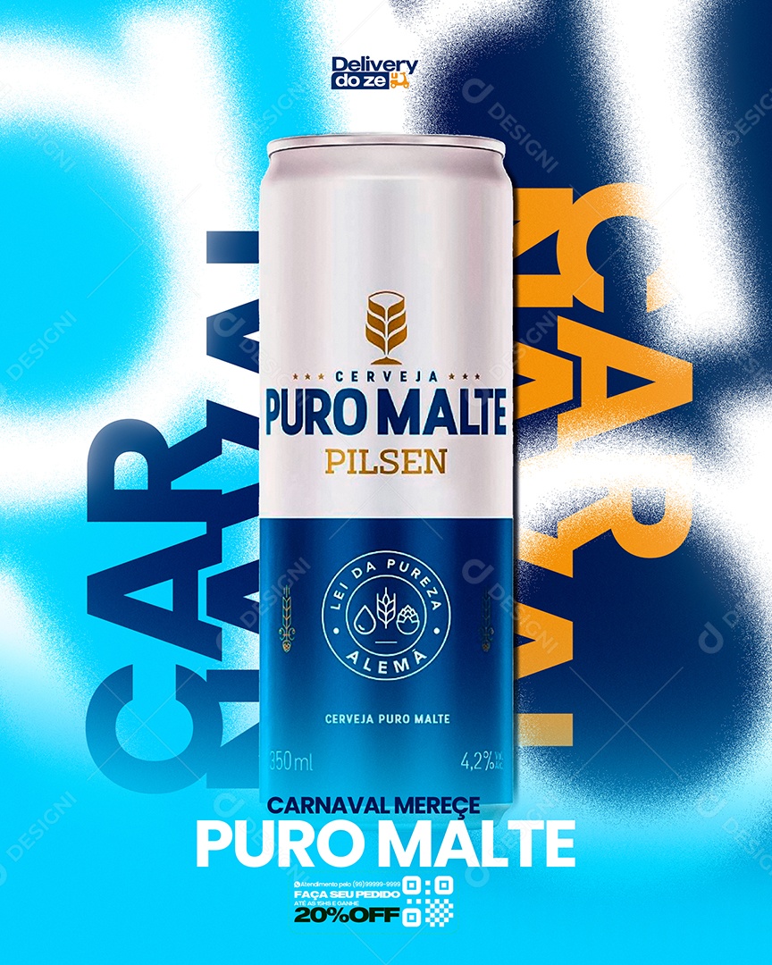 Flyer Carnaval Mereçe Puro Malte Story Social Media PSD Editável