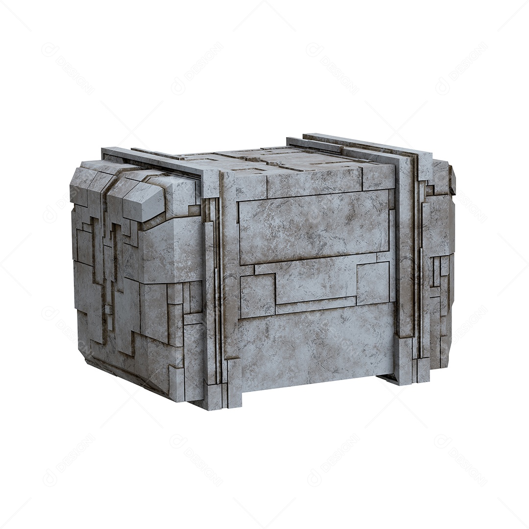 Caixa confidencial metálica cinza militar de ficção científica