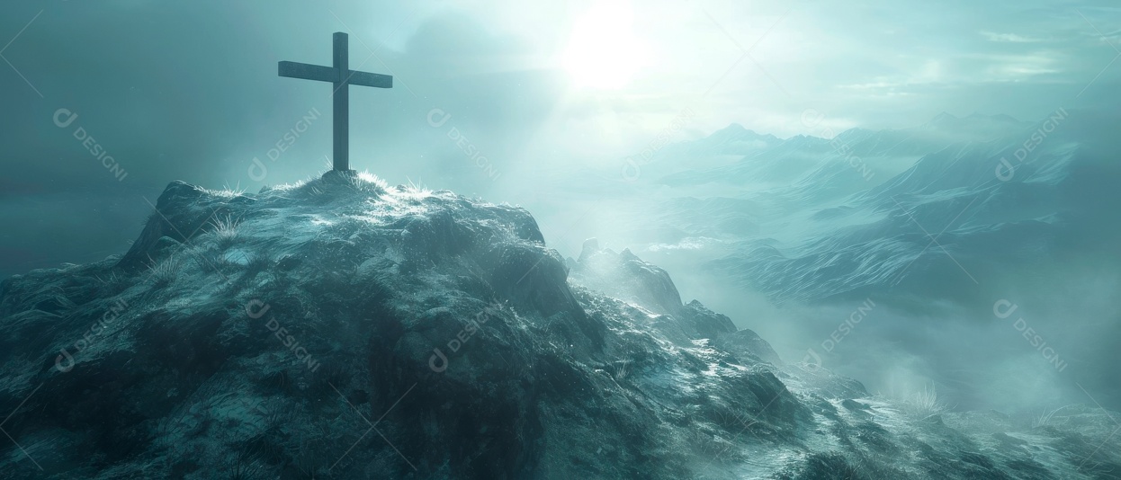 Cruz na montanha IA generativa.