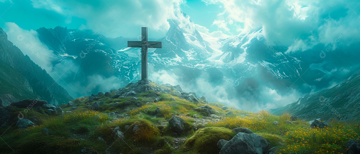 Cruz na montanha IA generativa.