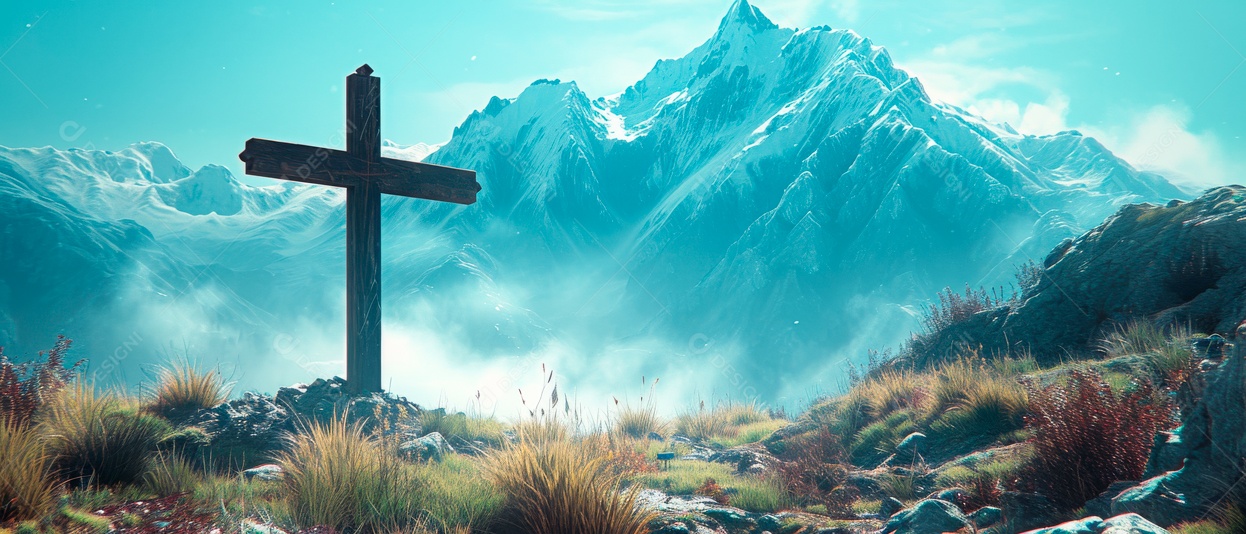 Cruz na montanha IA generativa.