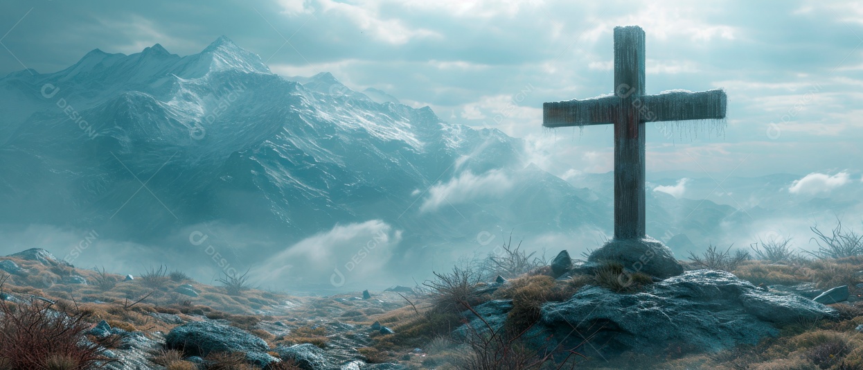 Cruz na montanha IA generativa.