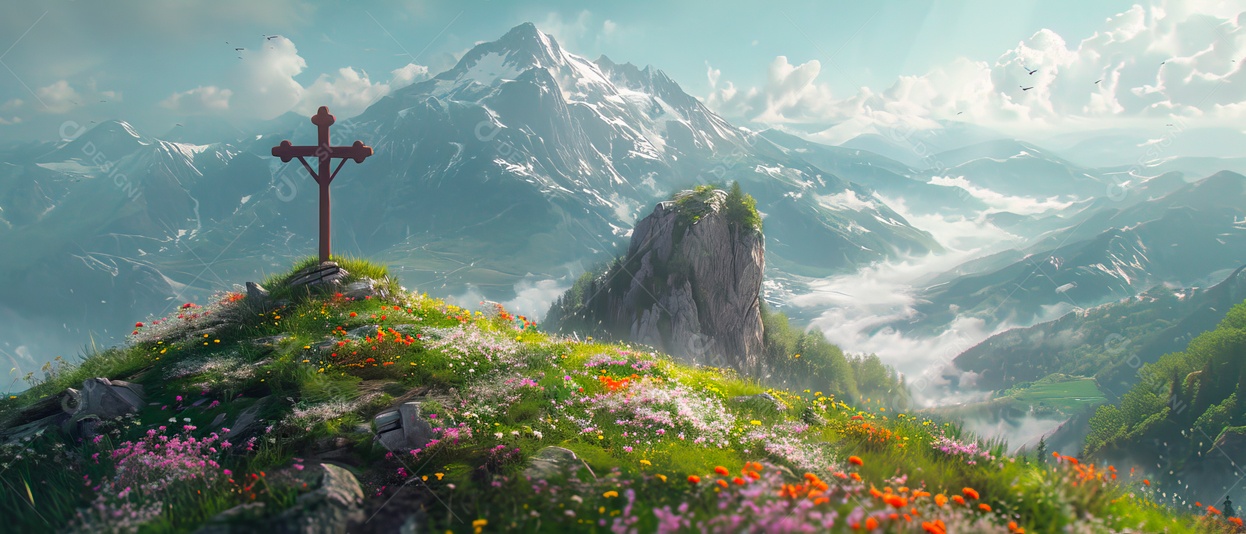 Cruz na montanha IA generativa.