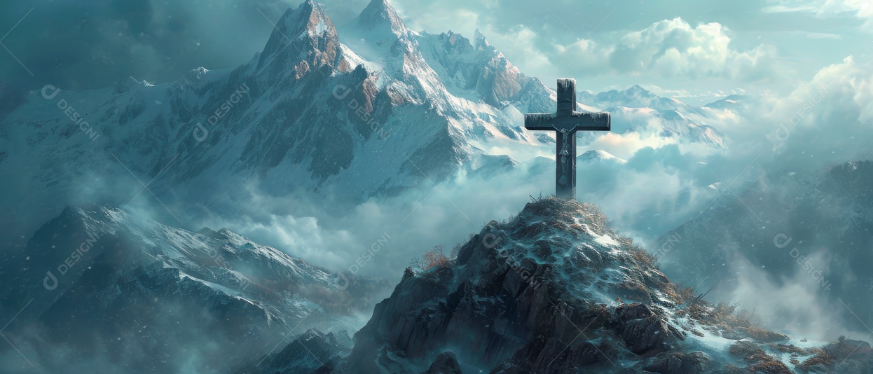 Cruz na montanha IA generativa.