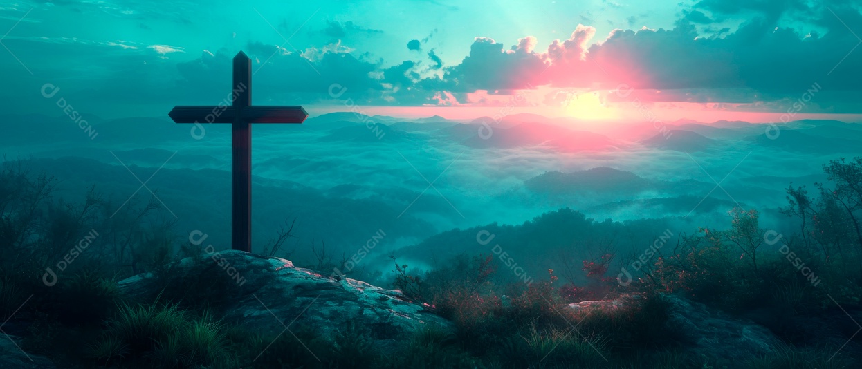 Cruz na montanha IA generativa.