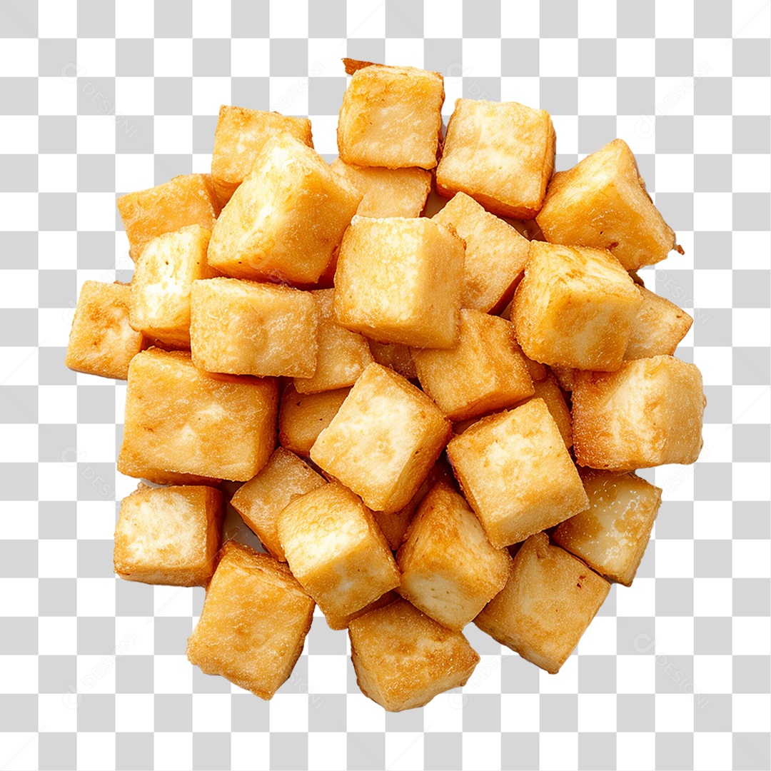 Prato de Cubos de Tofu Frito PNG Transparente