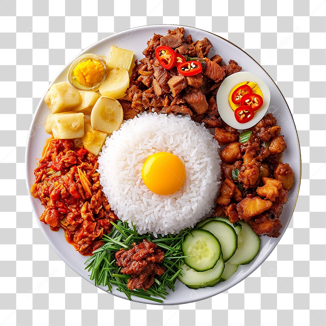 Prato de Nasi Comida Típica PNG Transparente