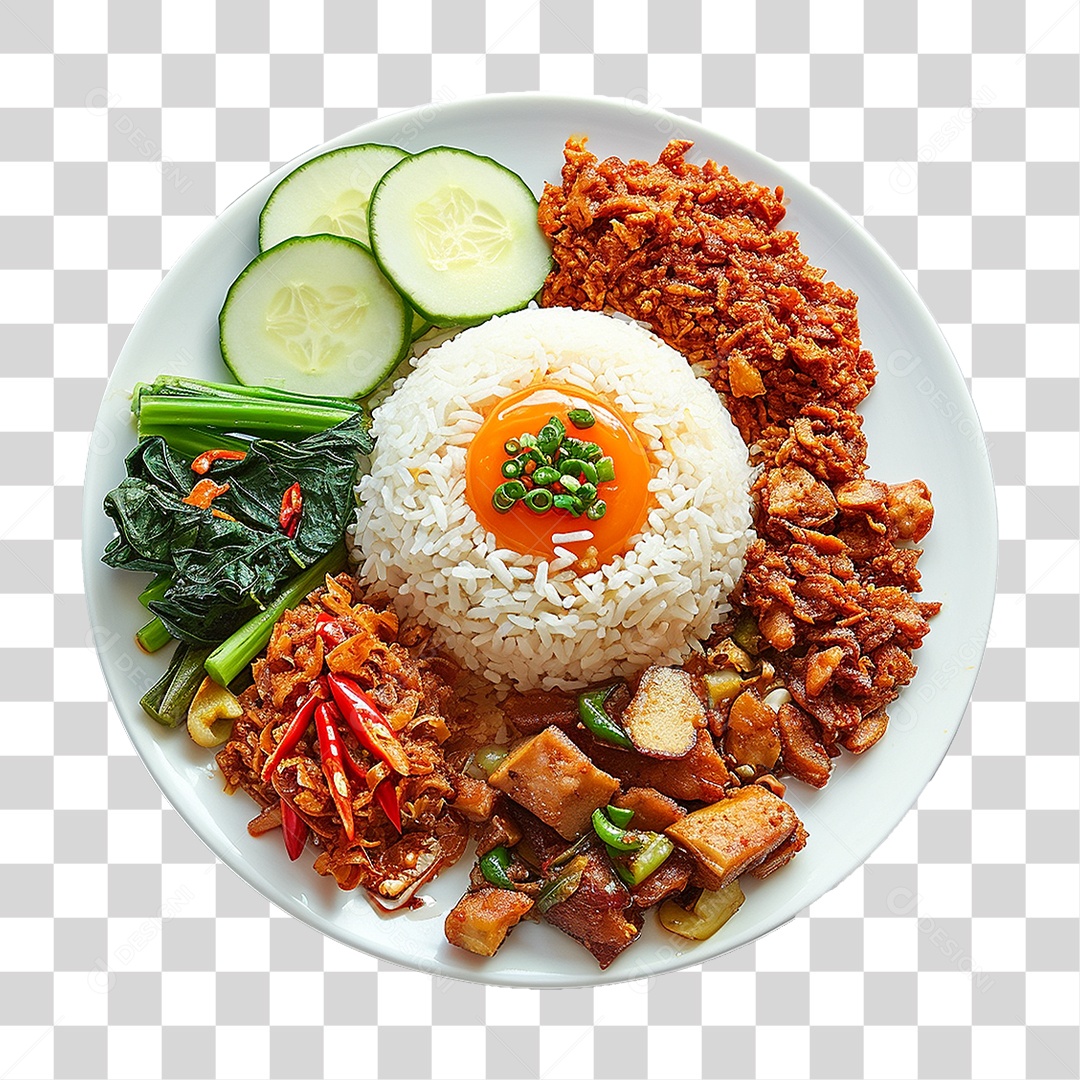 Prato de Nasi Comida Típica PNG Transparente