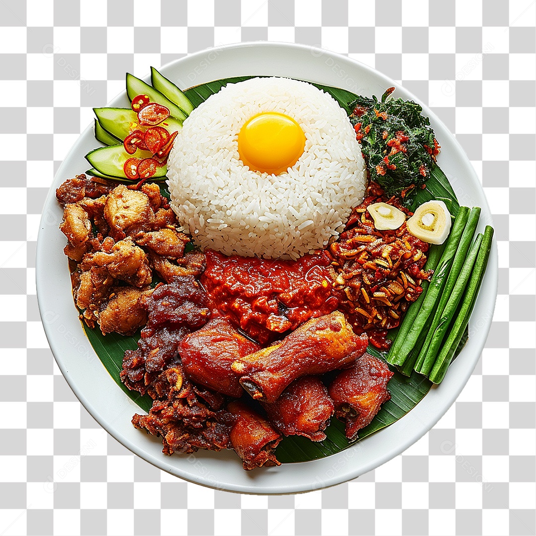 Prato de Nasi Comida Típica PNG Transparente