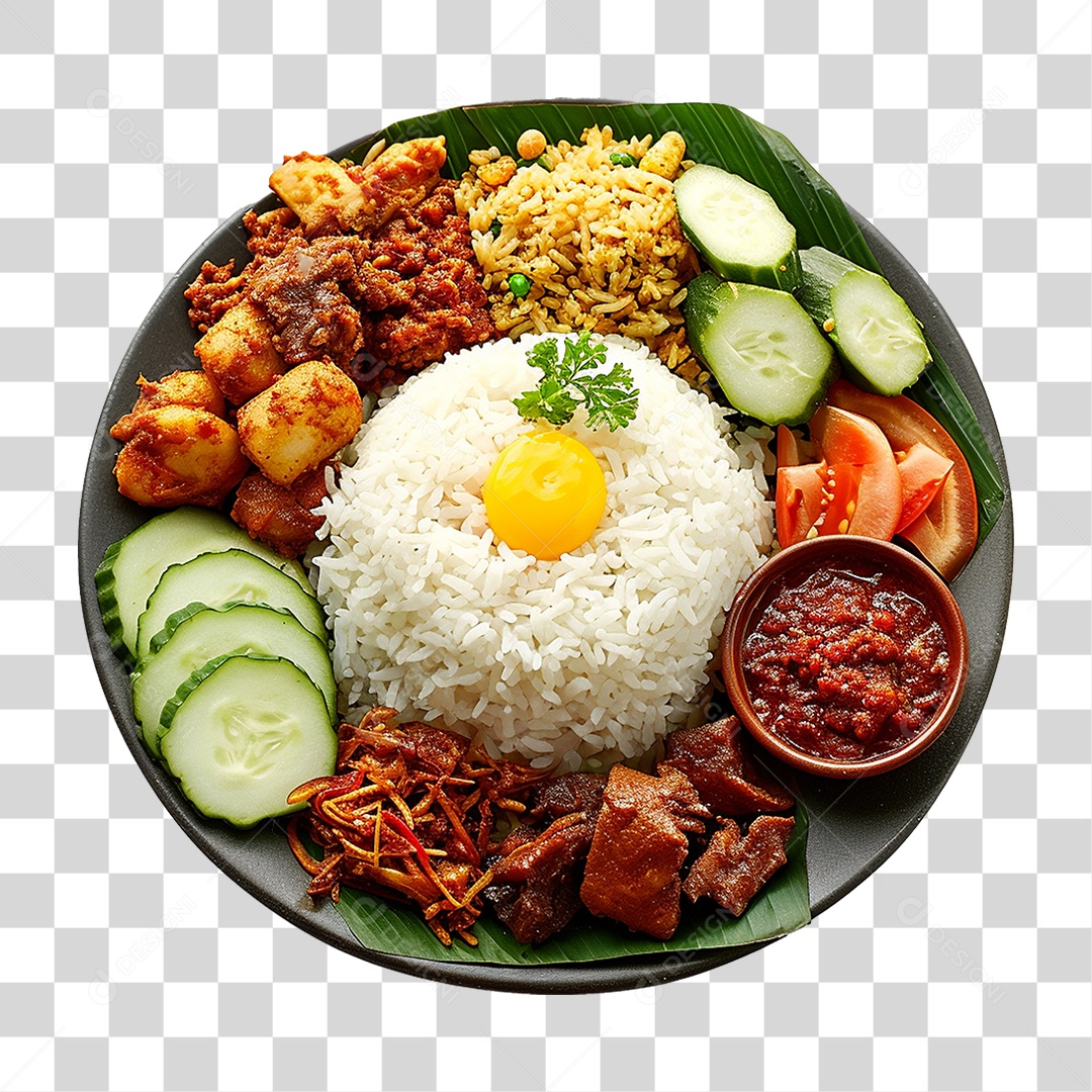 Prato de Nasi Comida Típica PNG Transparente