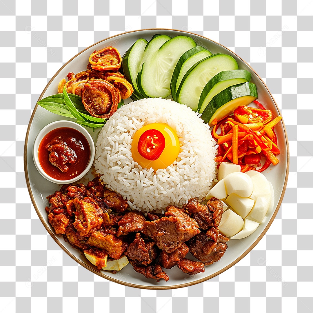 Prato de Nasi Comida Típica PNG Transparente