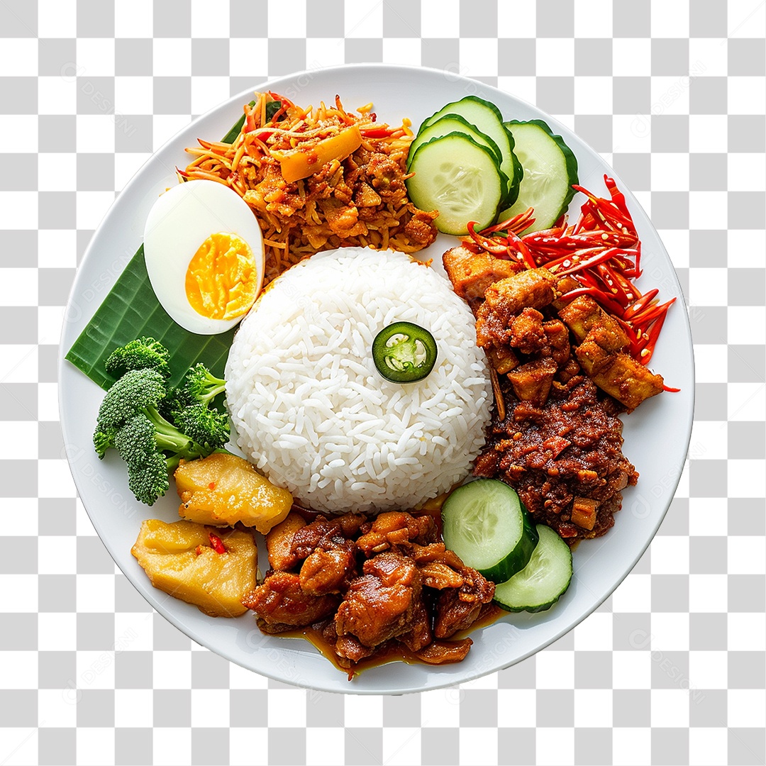 Prato de Nasi Comida Típica PNG Transparente