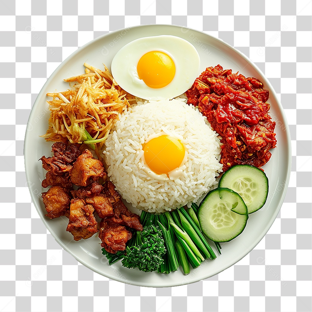 Prato de Nasi Comida Típica PNG Transparente