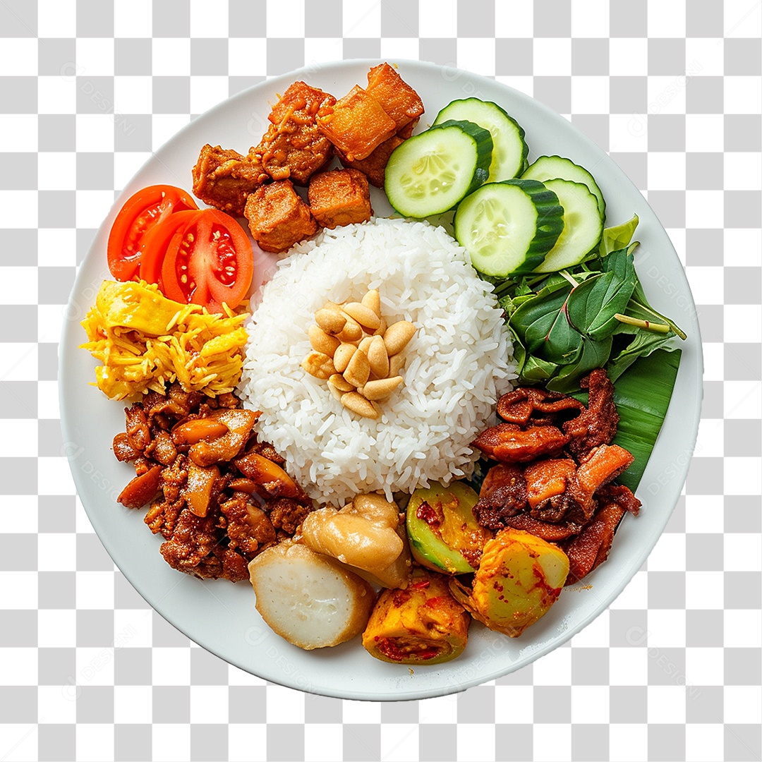 Prato de Nasi Comida Típica PNG Transparente
