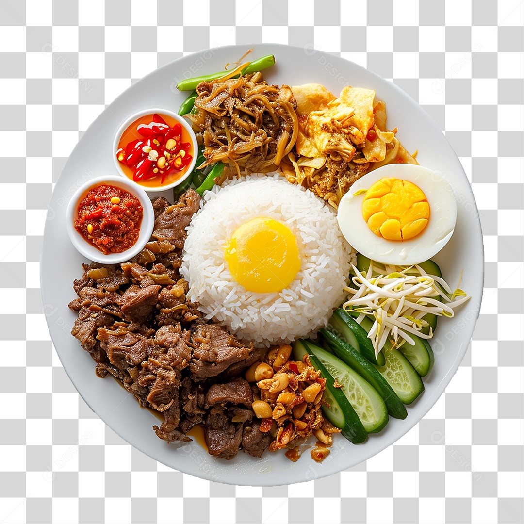 Prato de Nasi Comida Típica PNG Transparente