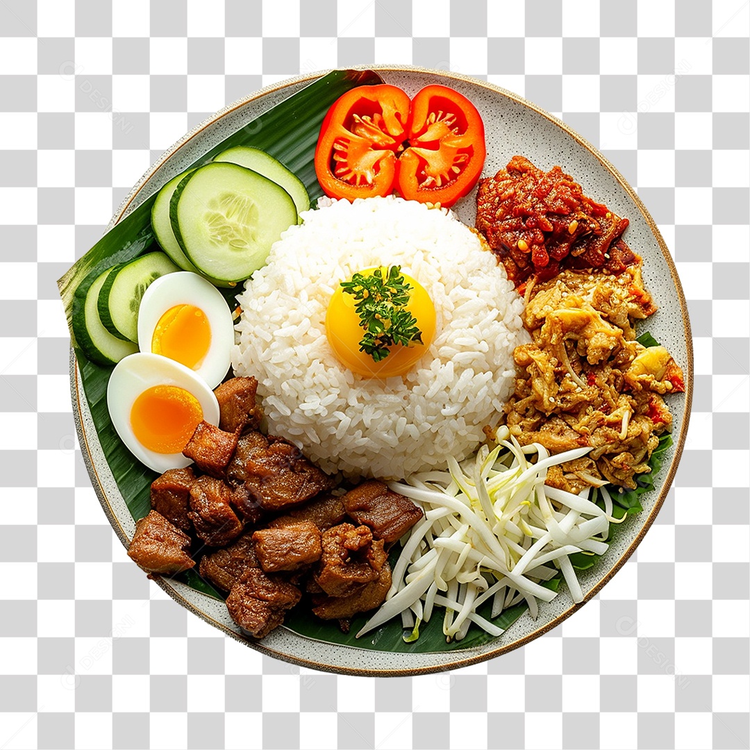 Prato de Nasi Comida Típica PNG Transparente