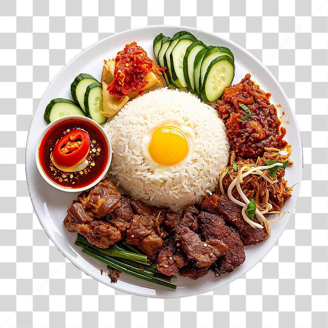 Prato de Nasi Comida Típica PNG Transparente