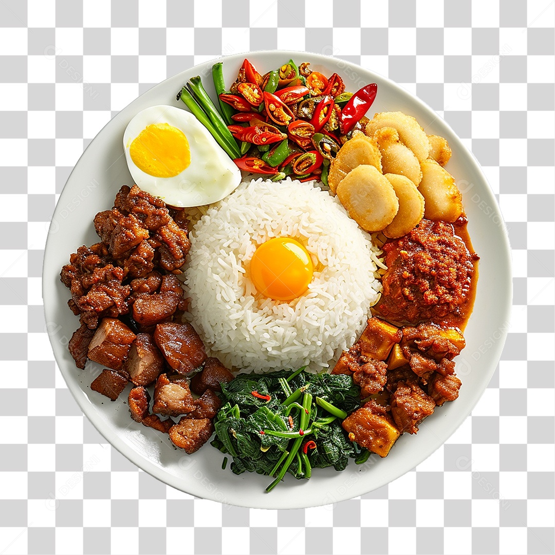 Prato de Nasi Comida Típica PNG Transparente