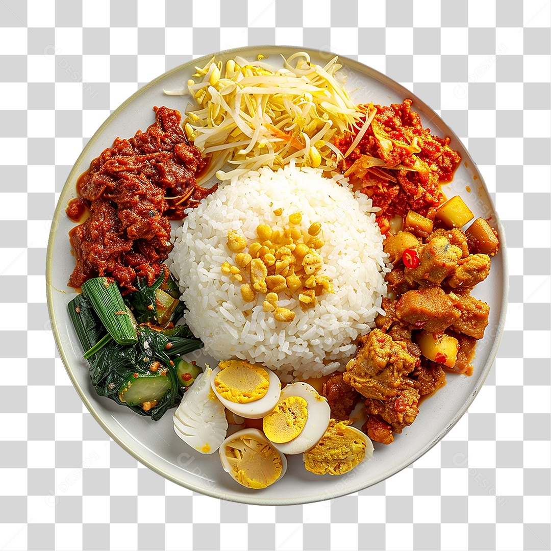 Prato de Nasi Comida Típica PNG Transparente