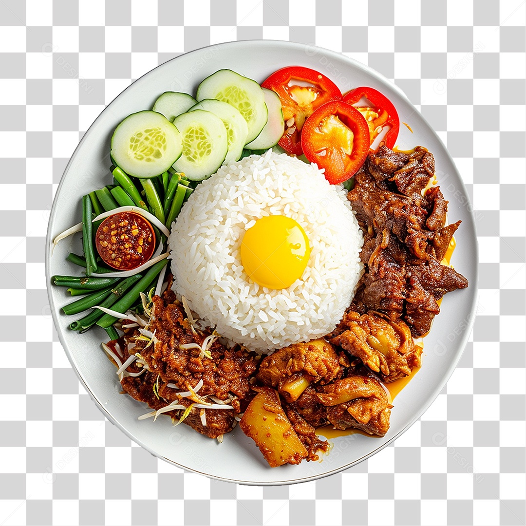 Prato de Nasi Comida Típica PNG Transparente