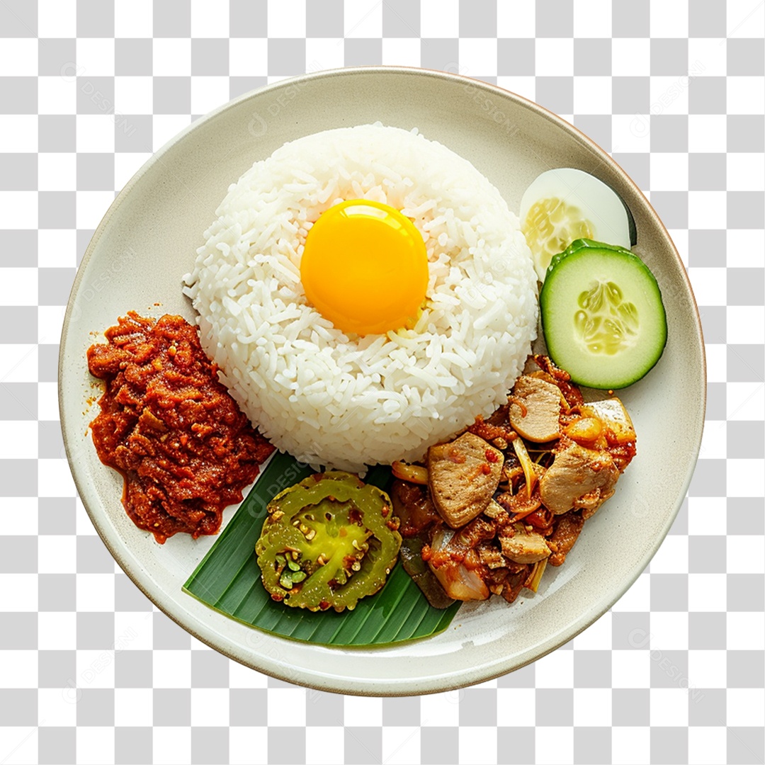 Prato de Nasi Comida Típica PNG Transparente